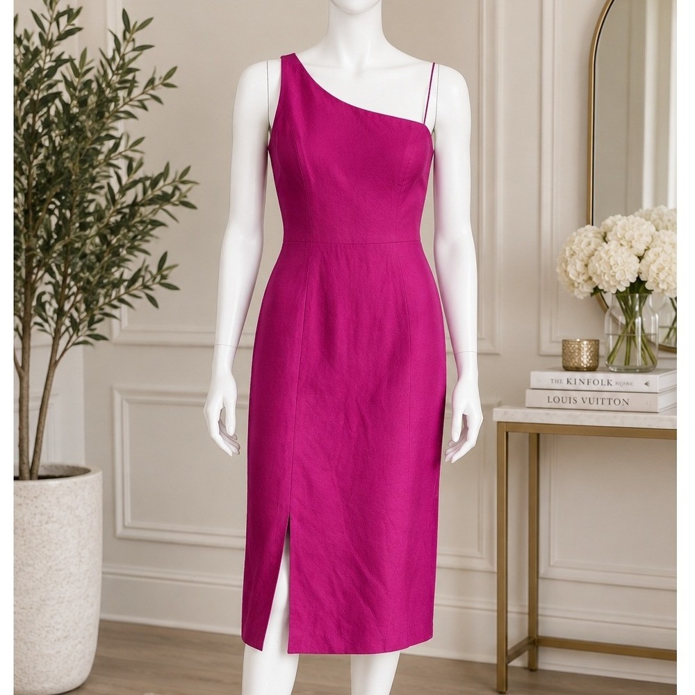 Dress the Population Fuchsia One Shoulder Sheath Midi Dress NWT XS